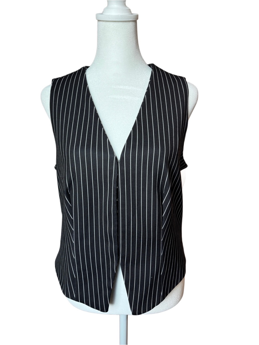 NWT Dictionary Black Pinstripe Button Front Vest S